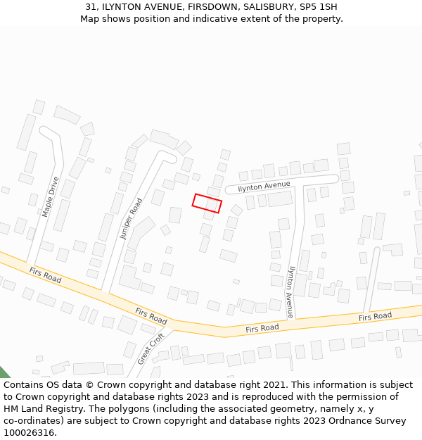 31, ILYNTON AVENUE, FIRSDOWN, SALISBURY, SP5 1SH: Location map and indicative extent of plot