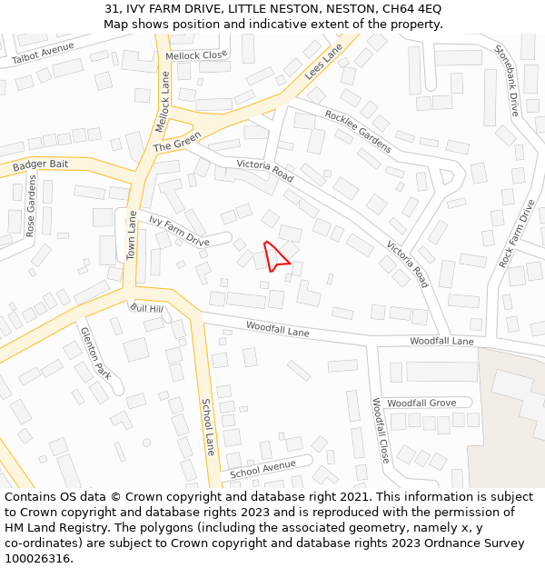 31, IVY FARM DRIVE, LITTLE NESTON, NESTON, CH64 4EQ: Location map and indicative extent of plot