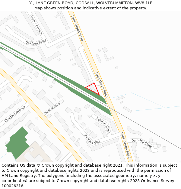 31, LANE GREEN ROAD, CODSALL, WOLVERHAMPTON, WV8 1LR: Location map and indicative extent of plot