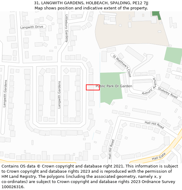 31, LANGWITH GARDENS, HOLBEACH, SPALDING, PE12 7JJ: Location map and indicative extent of plot