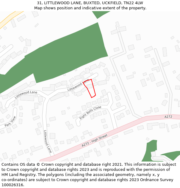 31, LITTLEWOOD LANE, BUXTED, UCKFIELD, TN22 4LW: Location map and indicative extent of plot