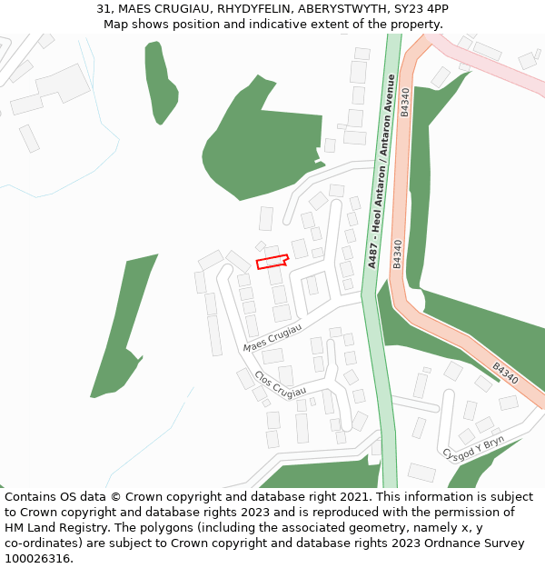 31, MAES CRUGIAU, RHYDYFELIN, ABERYSTWYTH, SY23 4PP: Location map and indicative extent of plot