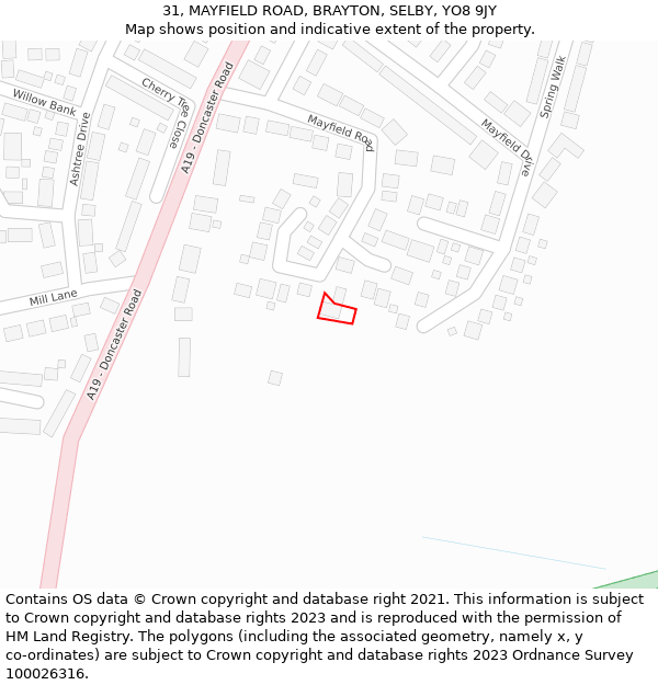 31, MAYFIELD ROAD, BRAYTON, SELBY, YO8 9JY: Location map and indicative extent of plot