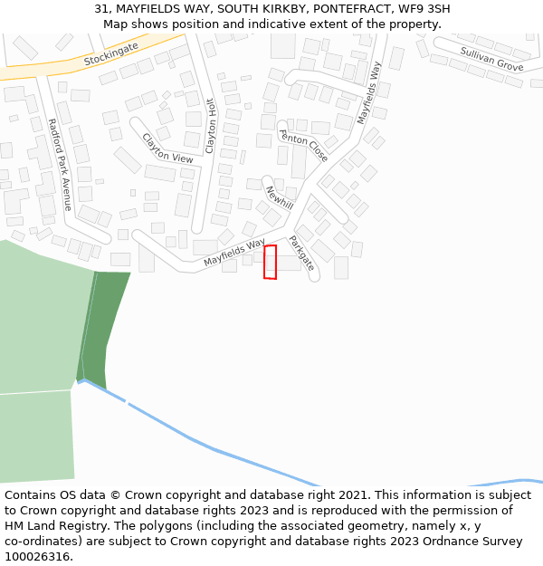 31, MAYFIELDS WAY, SOUTH KIRKBY, PONTEFRACT, WF9 3SH: Location map and indicative extent of plot