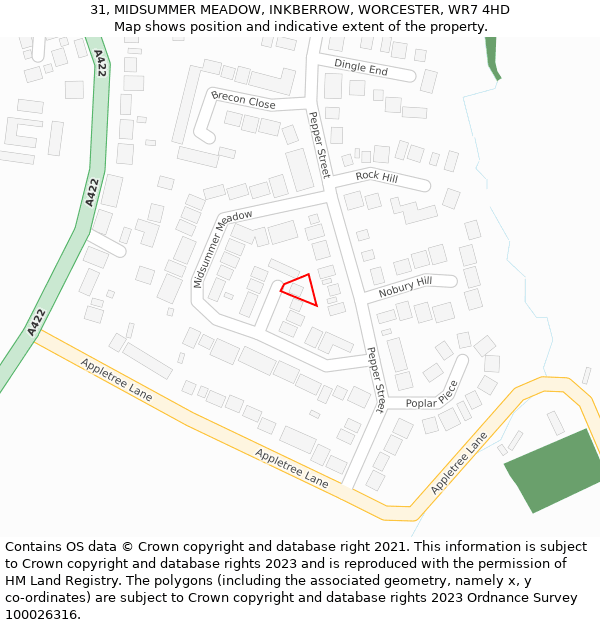 31, MIDSUMMER MEADOW, INKBERROW, WORCESTER, WR7 4HD: Location map and indicative extent of plot