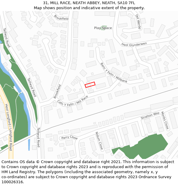 31, MILL RACE, NEATH ABBEY, NEATH, SA10 7FL: Location map and indicative extent of plot