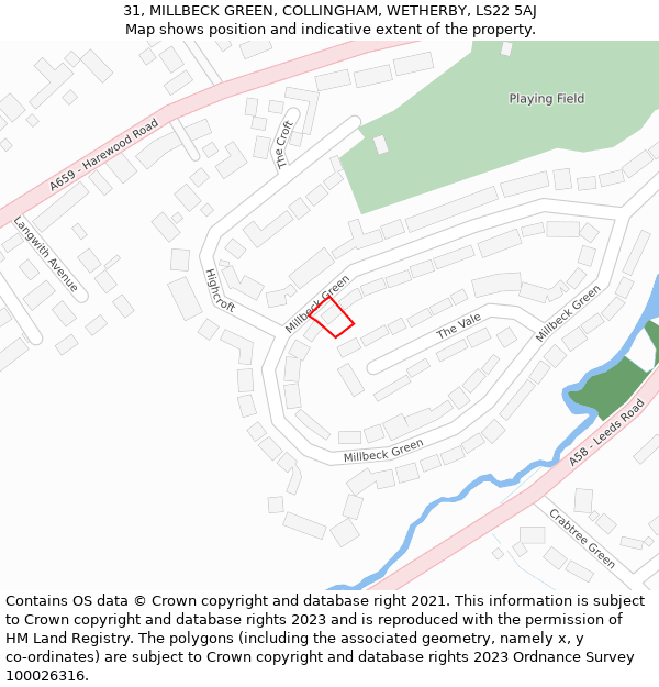 31, MILLBECK GREEN, COLLINGHAM, WETHERBY, LS22 5AJ: Location map and indicative extent of plot