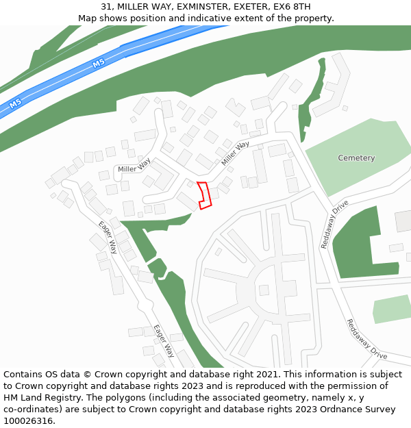 31, MILLER WAY, EXMINSTER, EXETER, EX6 8TH: Location map and indicative extent of plot