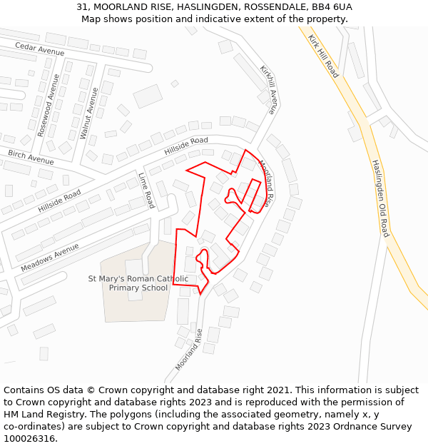 31, MOORLAND RISE, HASLINGDEN, ROSSENDALE, BB4 6UA: Location map and indicative extent of plot