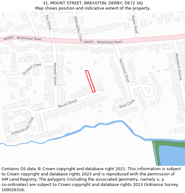 31, MOUNT STREET, BREASTON, DERBY, DE72 3AJ: Location map and indicative extent of plot