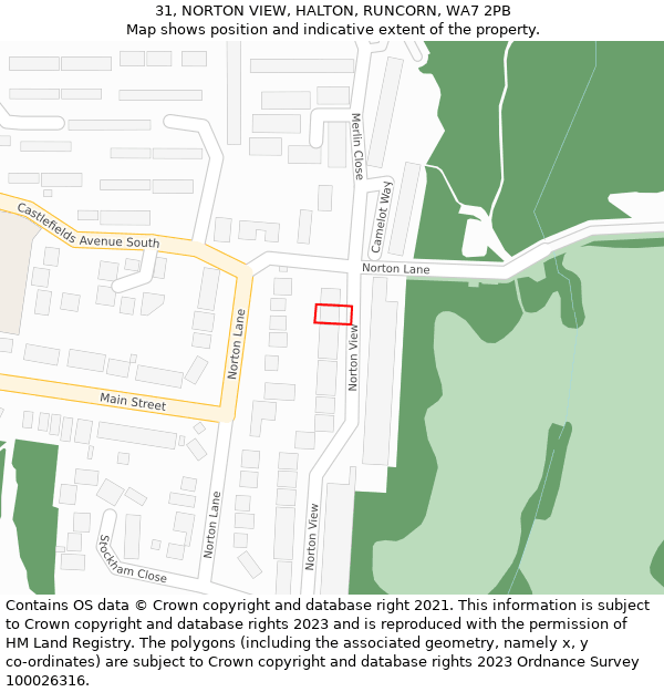 31, NORTON VIEW, HALTON, RUNCORN, WA7 2PB: Location map and indicative extent of plot