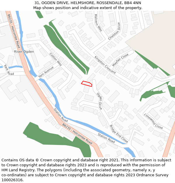 31, OGDEN DRIVE, HELMSHORE, ROSSENDALE, BB4 4NN: Location map and indicative extent of plot