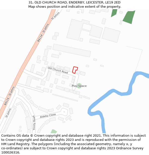 31, OLD CHURCH ROAD, ENDERBY, LEICESTER, LE19 2ED: Location map and indicative extent of plot