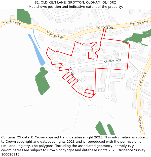 31, OLD KILN LANE, GROTTON, OLDHAM, OL4 5RZ: Location map and indicative extent of plot