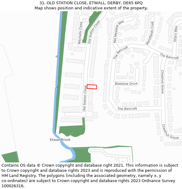 31, OLD STATION CLOSE, ETWALL, DERBY, DE65 6PQ: Location map and indicative extent of plot