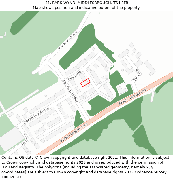 31, PARK WYND, MIDDLESBROUGH, TS4 3FB: Location map and indicative extent of plot