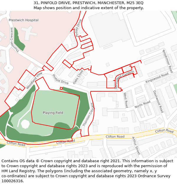 31, PINFOLD DRIVE, PRESTWICH, MANCHESTER, M25 3EQ: Location map and indicative extent of plot