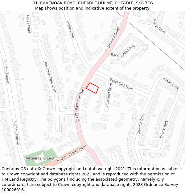 31, RAVENOAK ROAD, CHEADLE HULME, CHEADLE, SK8 7EG: Location map and indicative extent of plot