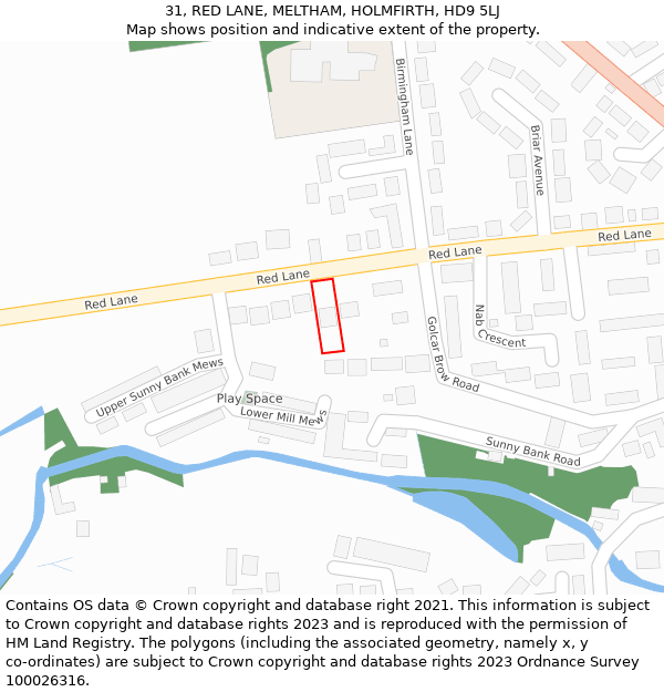 31, RED LANE, MELTHAM, HOLMFIRTH, HD9 5LJ: Location map and indicative extent of plot