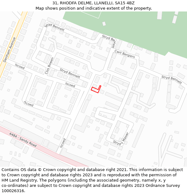 31, RHODFA DELME, LLANELLI, SA15 4BZ: Location map and indicative extent of plot