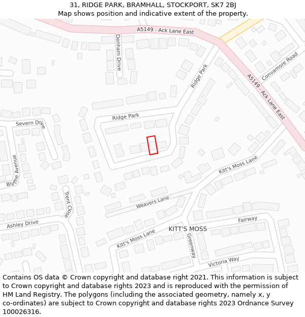 31, RIDGE PARK, BRAMHALL, STOCKPORT, SK7 2BJ: Location map and indicative extent of plot