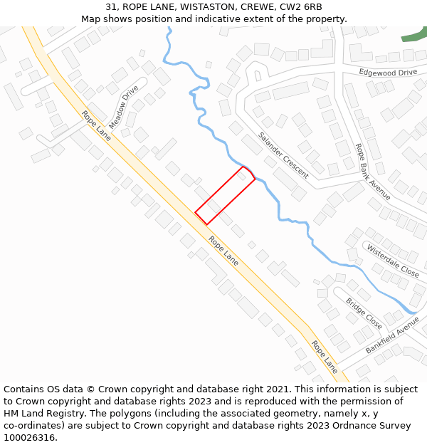 31, ROPE LANE, WISTASTON, CREWE, CW2 6RB: Location map and indicative extent of plot