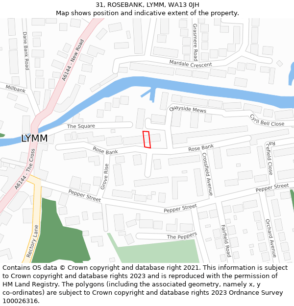 31, ROSEBANK, LYMM, WA13 0JH: Location map and indicative extent of plot
