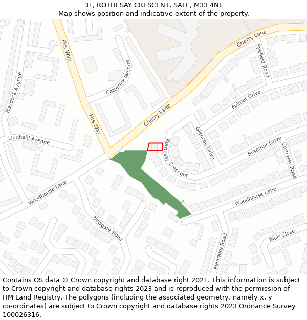 31, ROTHESAY CRESCENT, SALE, M33 4NL: Location map and indicative extent of plot