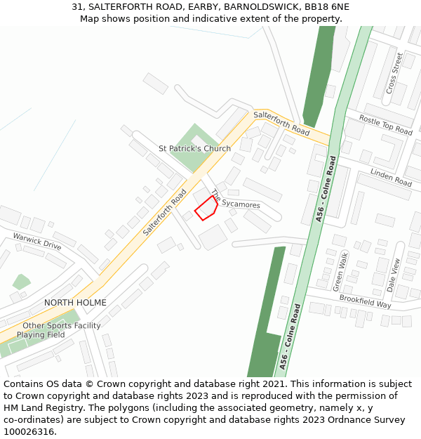 31, SALTERFORTH ROAD, EARBY, BARNOLDSWICK, BB18 6NE: Location map and indicative extent of plot
