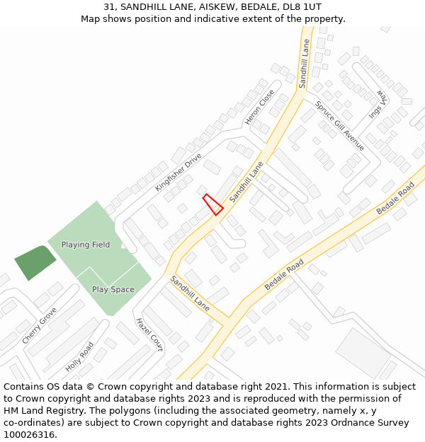 31, SANDHILL LANE, AISKEW, BEDALE, DL8 1UT: Location map and indicative extent of plot