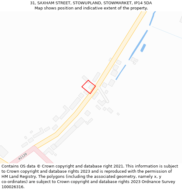 31, SAXHAM STREET, STOWUPLAND, STOWMARKET, IP14 5DA: Location map and indicative extent of plot