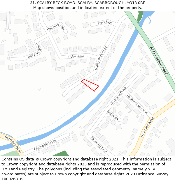 31, SCALBY BECK ROAD, SCALBY, SCARBOROUGH, YO13 0RE: Location map and indicative extent of plot