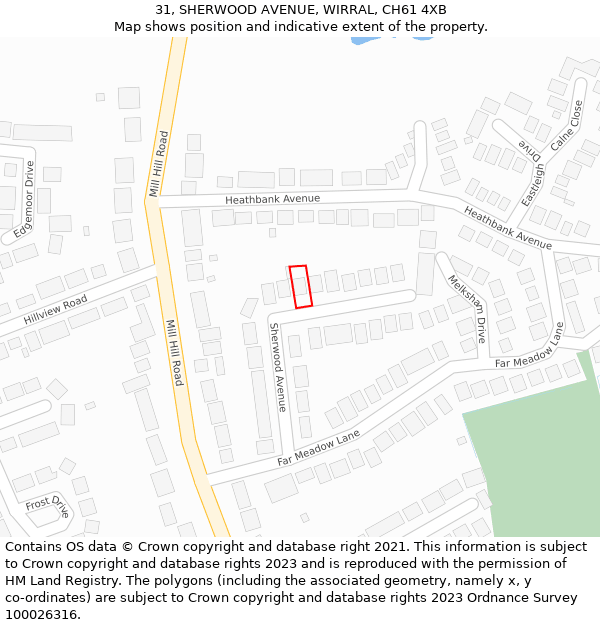 31, SHERWOOD AVENUE, WIRRAL, CH61 4XB: Location map and indicative extent of plot