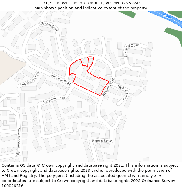 31, SHIREWELL ROAD, ORRELL, WIGAN, WN5 8SP: Location map and indicative extent of plot