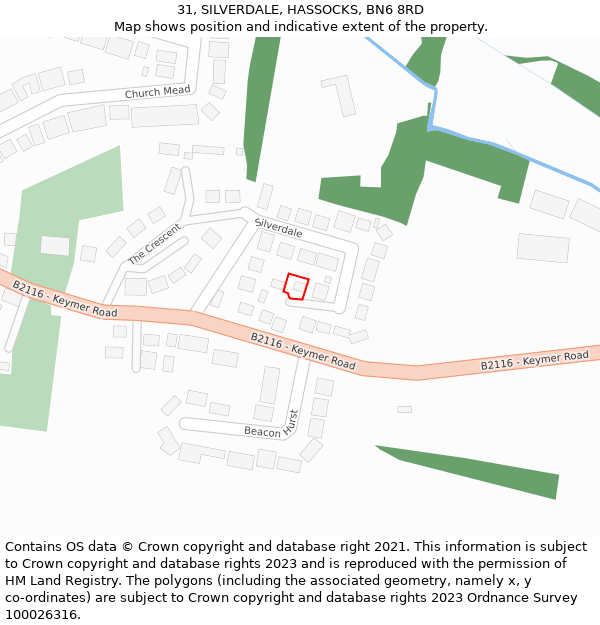 31, SILVERDALE, HASSOCKS, BN6 8RD: Location map and indicative extent of plot