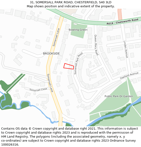 31, SOMERSALL PARK ROAD, CHESTERFIELD, S40 3LD: Location map and indicative extent of plot