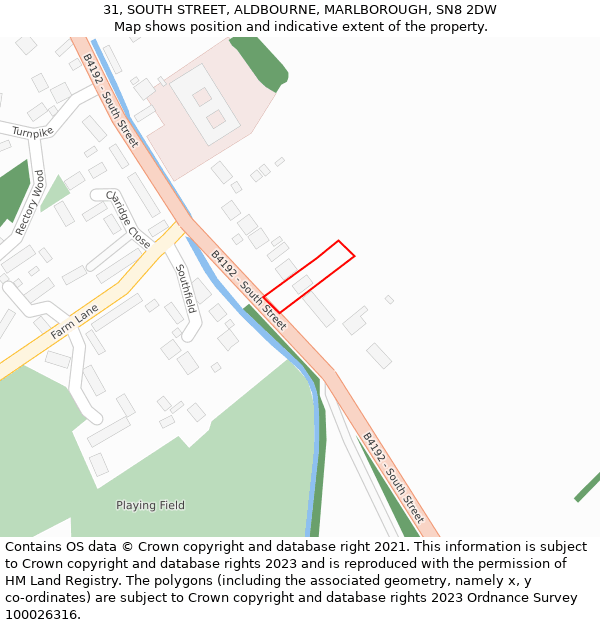 31, SOUTH STREET, ALDBOURNE, MARLBOROUGH, SN8 2DW: Location map and indicative extent of plot