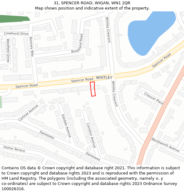 31, SPENCER ROAD, WIGAN, WN1 2QR: Location map and indicative extent of plot