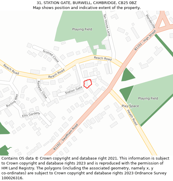 31, STATION GATE, BURWELL, CAMBRIDGE, CB25 0BZ: Location map and indicative extent of plot