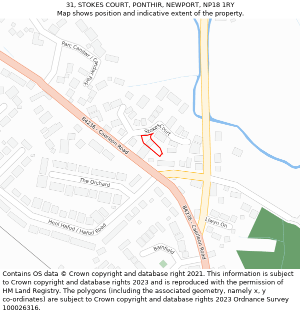 31, STOKES COURT, PONTHIR, NEWPORT, NP18 1RY: Location map and indicative extent of plot