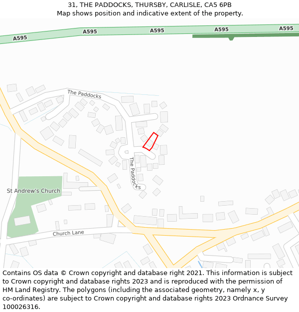 31, THE PADDOCKS, THURSBY, CARLISLE, CA5 6PB: Location map and indicative extent of plot