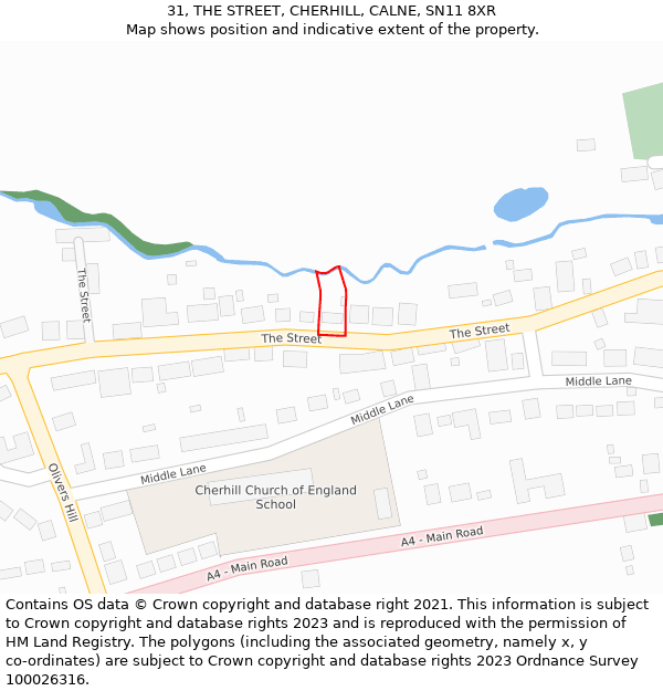 31, THE STREET, CHERHILL, CALNE, SN11 8XR: Location map and indicative extent of plot