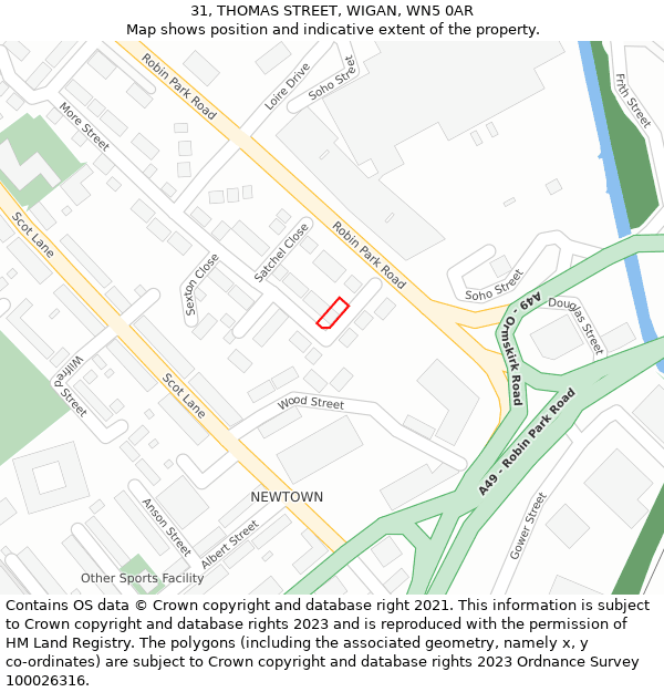 31, THOMAS STREET, WIGAN, WN5 0AR: Location map and indicative extent of plot