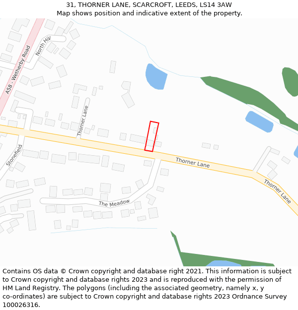 31, THORNER LANE, SCARCROFT, LEEDS, LS14 3AW: Location map and indicative extent of plot