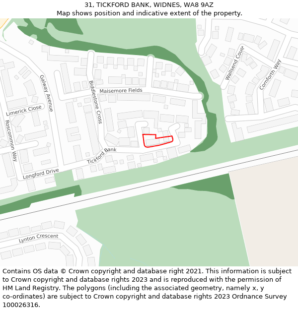 31, TICKFORD BANK, WIDNES, WA8 9AZ: Location map and indicative extent of plot