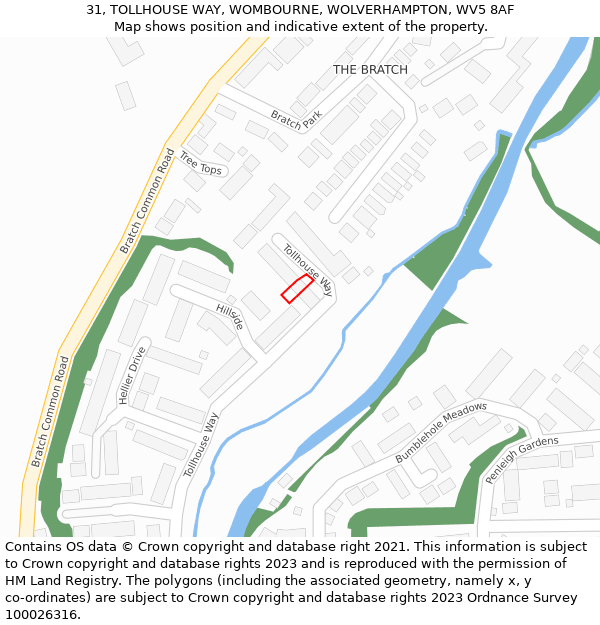 31, TOLLHOUSE WAY, WOMBOURNE, WOLVERHAMPTON, WV5 8AF: Location map and indicative extent of plot