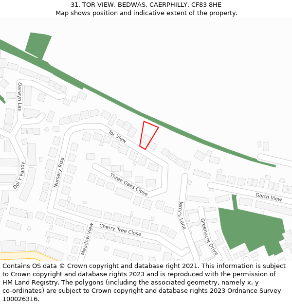 31, TOR VIEW, BEDWAS, CAERPHILLY, CF83 8HE: Location map and indicative extent of plot