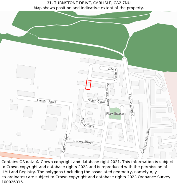 31, TURNSTONE DRIVE, CARLISLE, CA2 7NU: Location map and indicative extent of plot