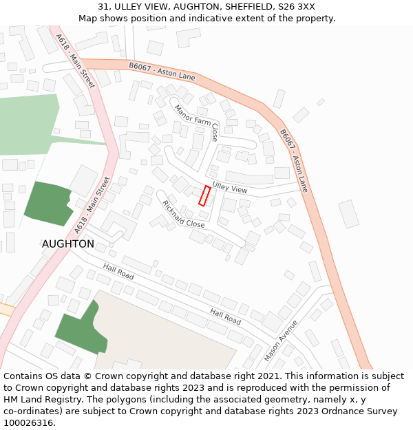 31, ULLEY VIEW, AUGHTON, SHEFFIELD, S26 3XX: Location map and indicative extent of plot