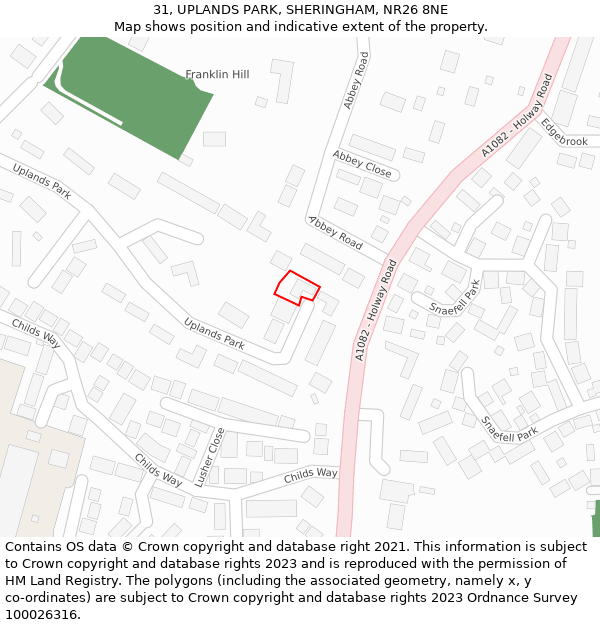 31, UPLANDS PARK, SHERINGHAM, NR26 8NE: Location map and indicative extent of plot